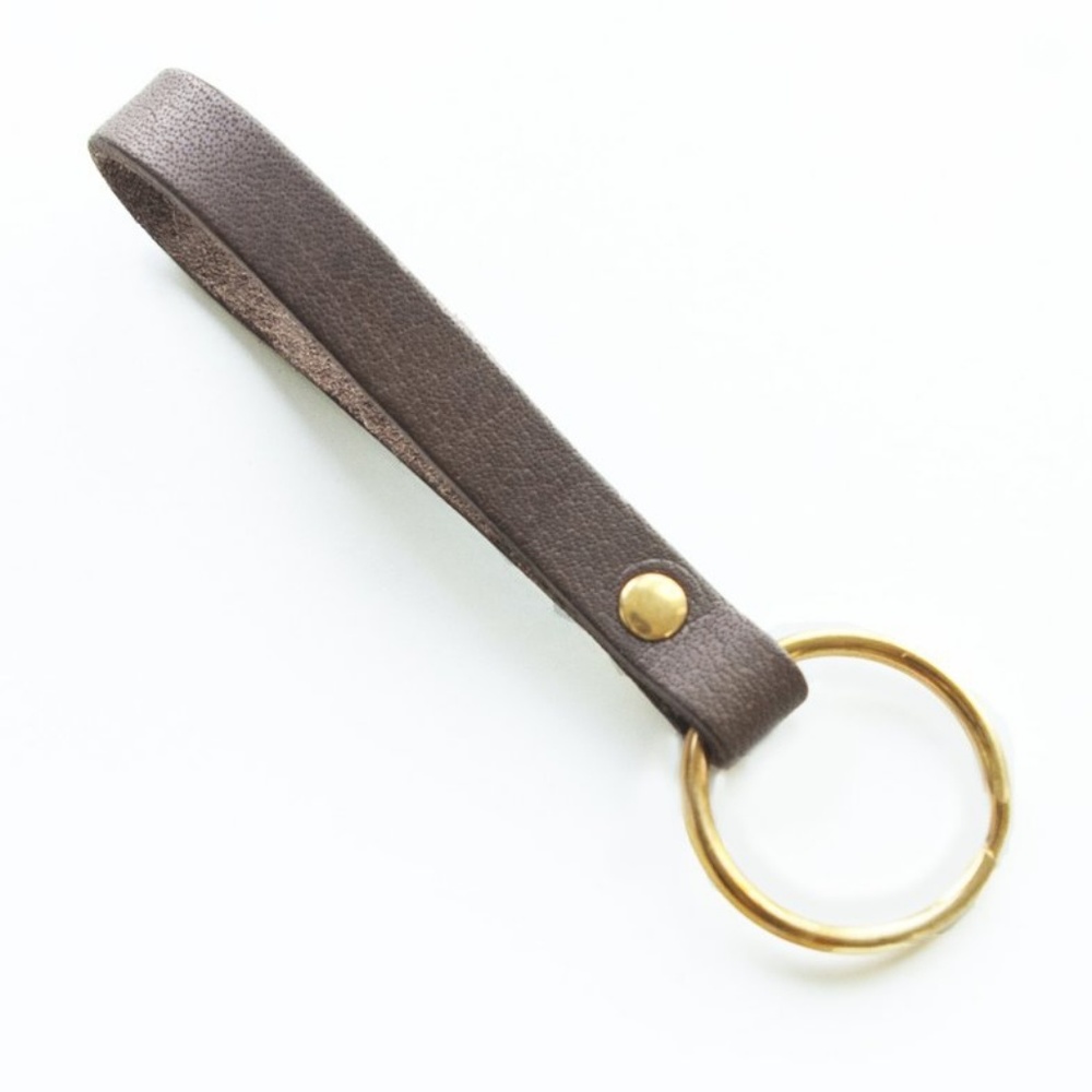 Genuine Leather minimalistic key chain Dark Roast